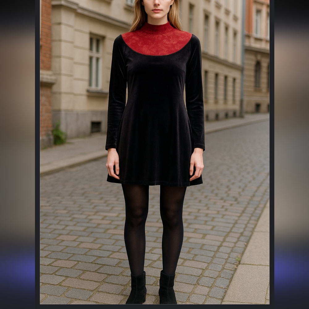 JSC Brown Long Sleeve Velvet Dress